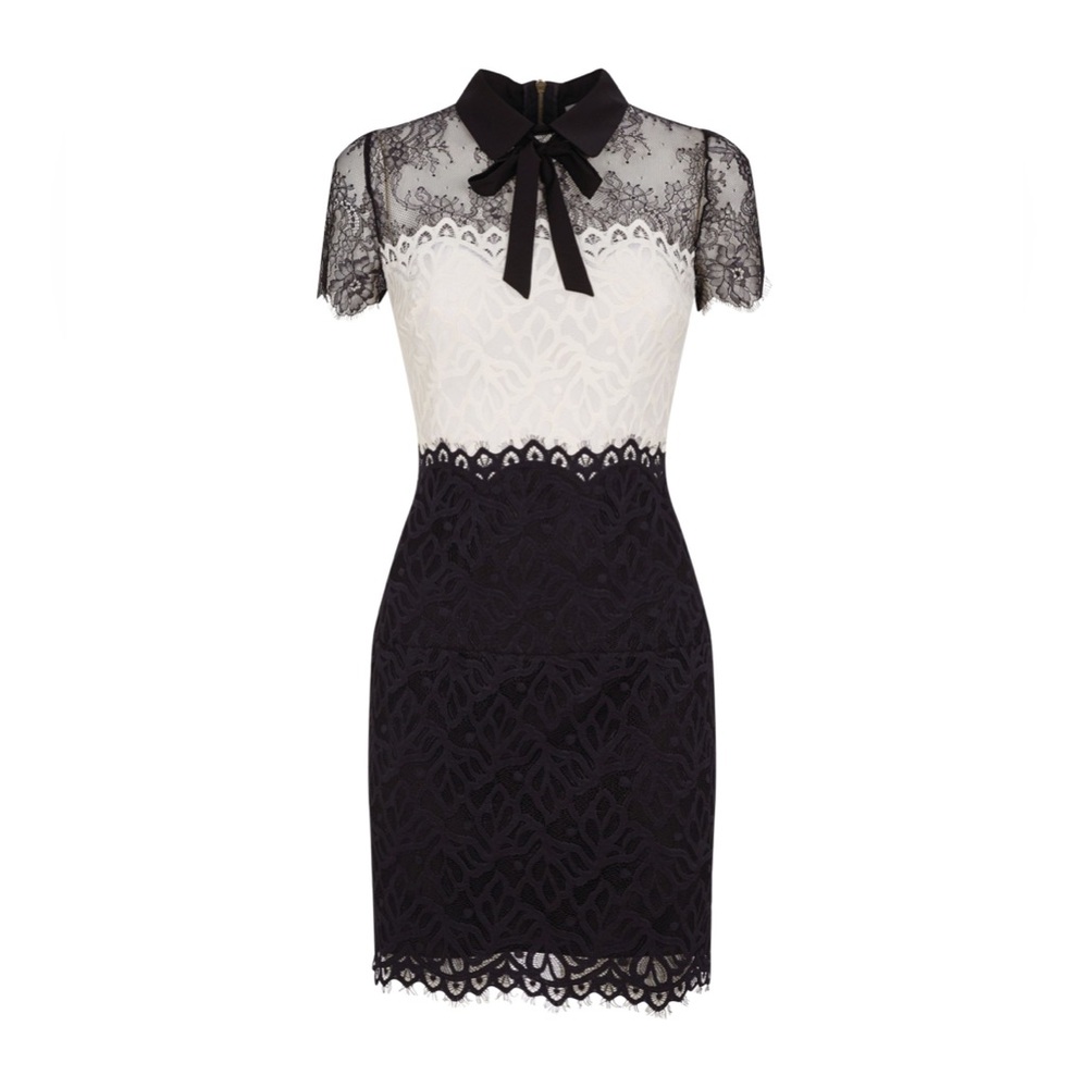 Sandro Rozen Two-Tone Lace Bow Dress